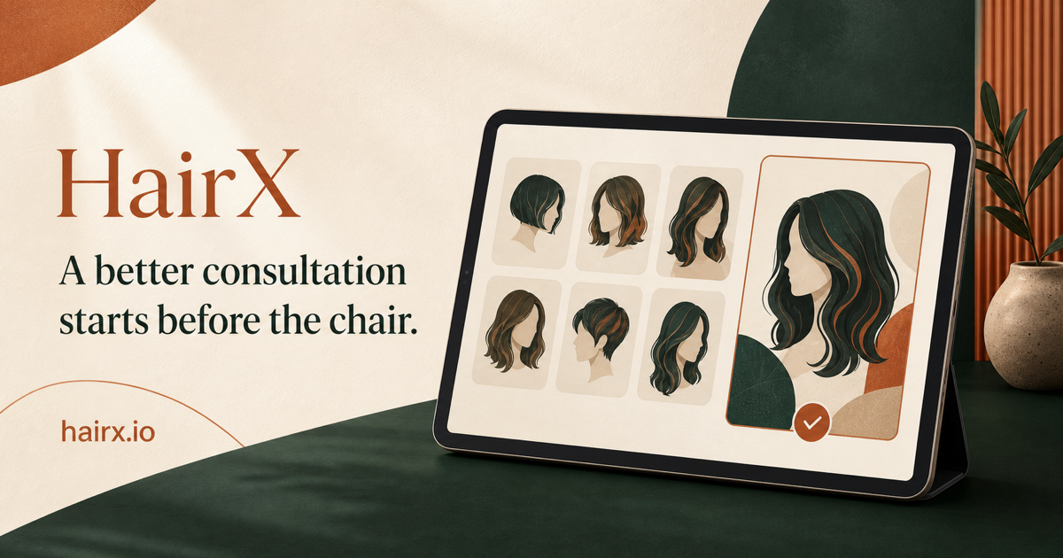 HairX hairstyle consultation experience displayed on a salon tablet